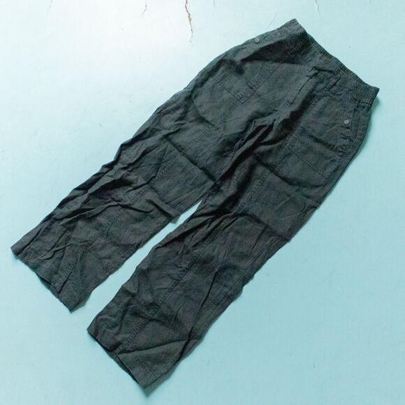 Athleta Washed Black Cabo Retreat 100% Linen Wide Leg High Rise Pants Size 0 - Picture 2 of 9